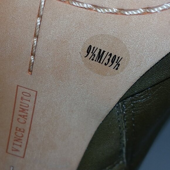 VINCE CAMUTO ELVIN NAPPA OLIVE GREEN LEATHER ANKLE BOOTIE HIGH HEEL SIZE 9.5 - Picture 5 of 7